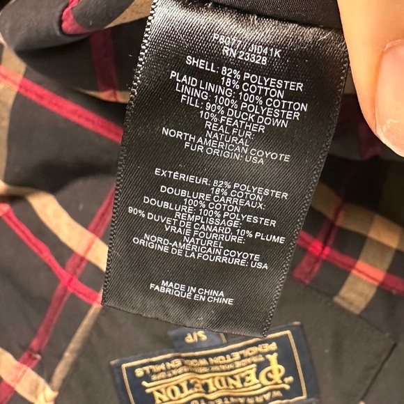 Pendleton Down Parka Black Small Warm Hooded Winter Coat - Picture 7 of 16